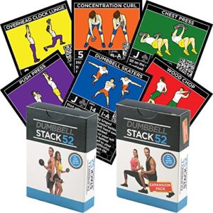 Dumbbell Exercise Cards Duo Pack by Stack 52. Dumbbell Workout Playing Card Game. Video Instructions Included. Perfect for Training with Adjustable Dumbbell Free Weight Sets and Home Gym Fitness.