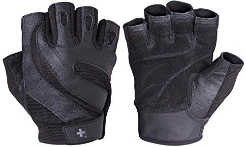 Harbinger Pro Non-Wristwrap Vented Wash & Dry Glove with Padded Leather Palm (Old Style), Black, Medium