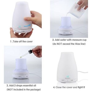 Radha Beauty Essential Oil Diffuser 7 colors – 120 ml Cool Mist Aroma Humidifier for Aromatherapy with changing Colored LED Lights, Portable, Waterless Auto Shut-off and Adjustable Mist mode